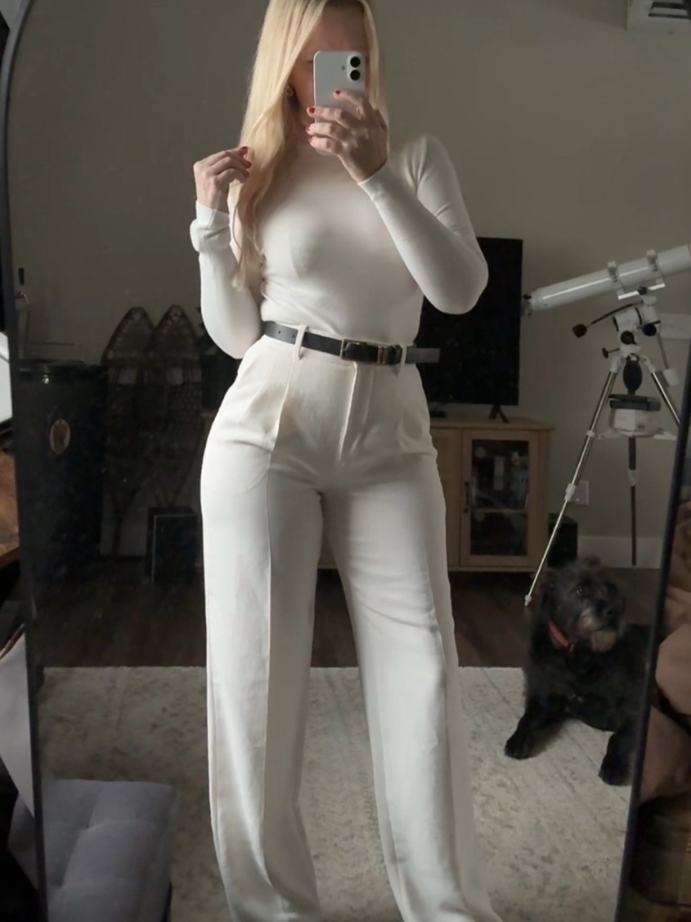 Aritzia Wilfred Effortless Crepette Pants Light Birch White 2